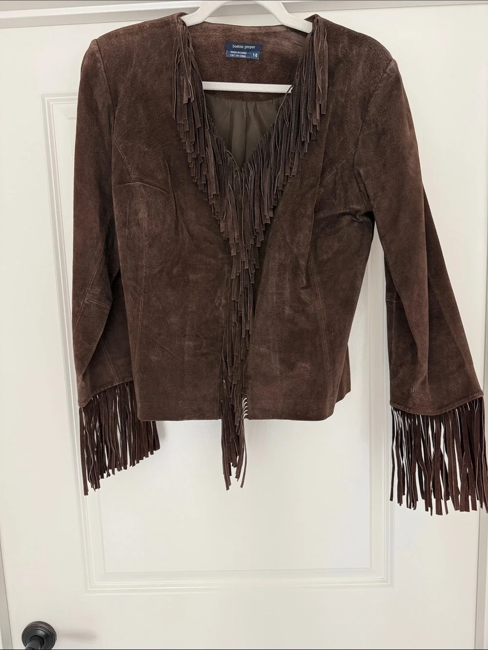 Boston Proper Brown Suede Fringe Jacket - Picture 4 of 4